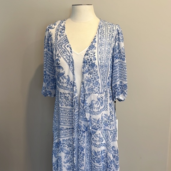 ⭐️ New Calvin Klein 8 Blue Chiffon Midi Wrap Dress - Picture 2 of 12